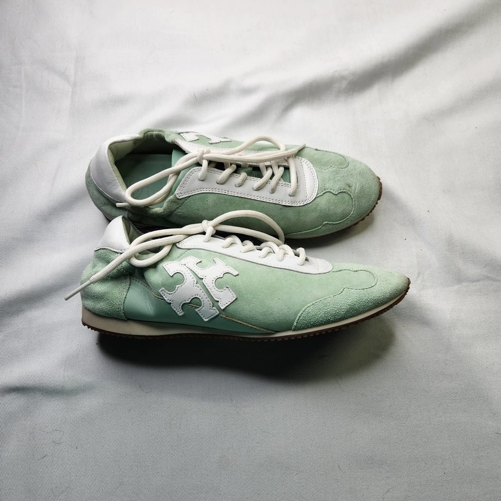 Tory Burch Pastel Green and White Sneakers